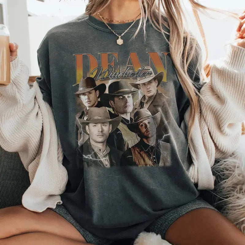 Dean Winchester Comfort Colors Vintage Cowboy T-shirt for Men for Women, Supernatural TV Show Gifts For Fan, Y2K 90s...