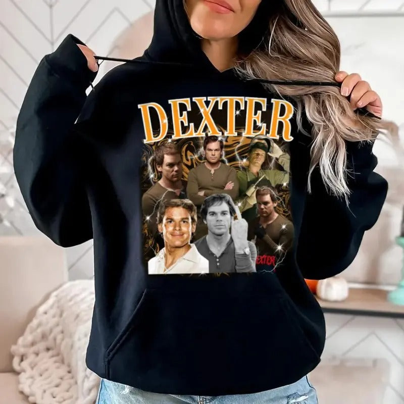 Dexter Hoodie, Dexter Meme Shirts, Dexter Middlee Finge Sweatshirt, Vintage Bootleg Rap Shirt, Unisex Sweater Pullover...
