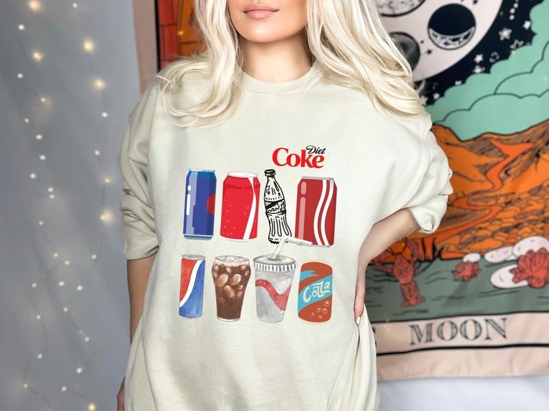 Diet Coke Bottles Shirt, Trendy Soda Crewneck Shirt Hoodie, Sweatshirt | RetroVerseTees.com