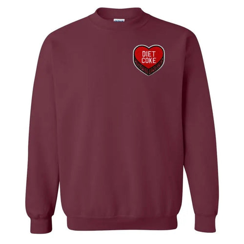 'Diet Coke Candy Heart' Letter Patch Crewneck Sweatshirt T-Shirts, Hoodie | RetroVerseTees.com