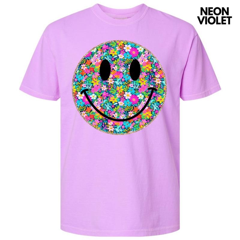Ditzy Floral Happy Face Comfort Colors T-Shirt 'NLB' Hoodie, Sweatshirt | RetroVerseTees.com