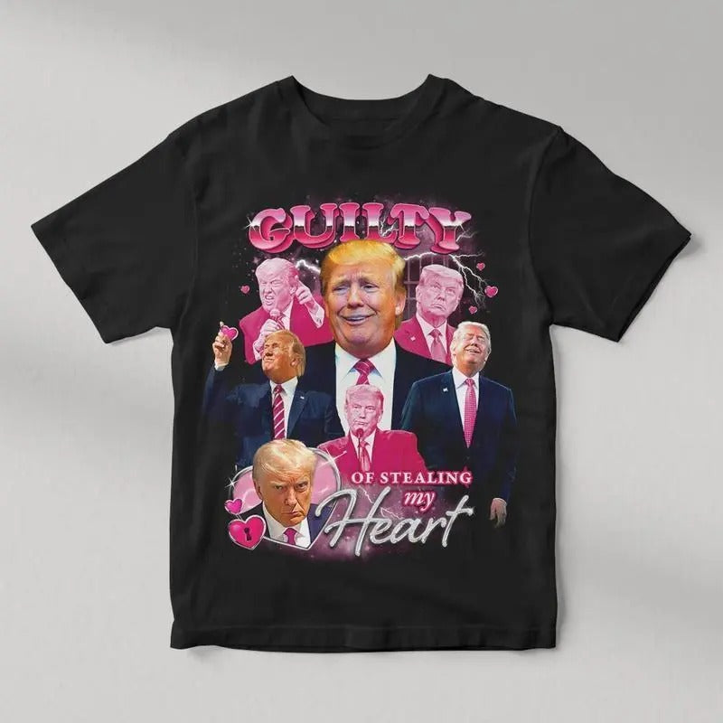 Donald Trump Guilty Of Stealing My Heart Vintage Bootleg Mugshot Retro Shirt, Classic Retro Graphic Unisex Tee Gift For...