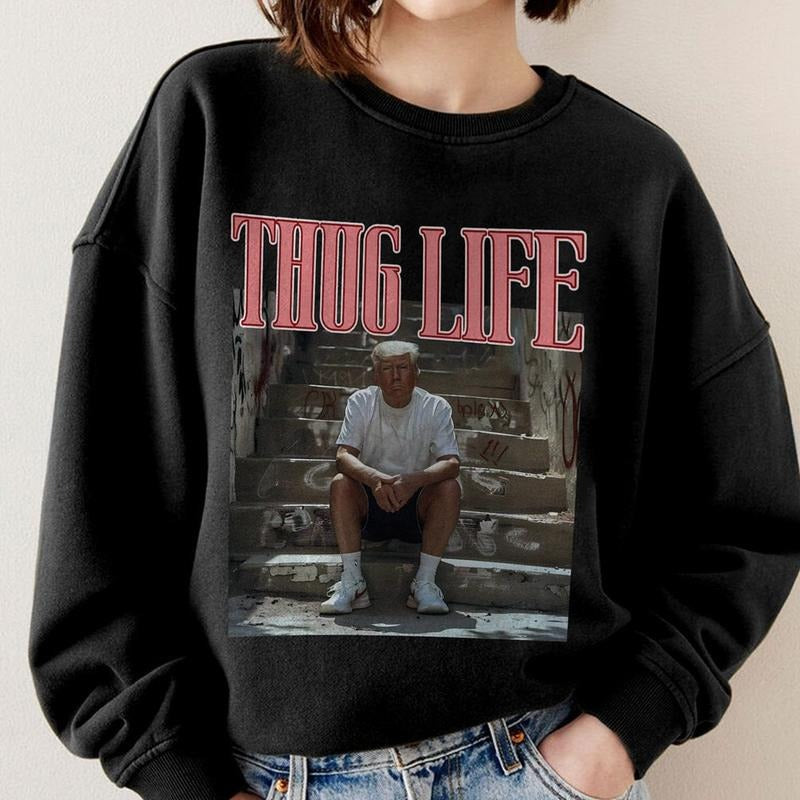 Donald Trump Thug Life Shirt, Viral Thug Life Trump T-Shirt, Thug Life Trump Tee Hoodie, Sweatshirt | RetroVerseTees.com