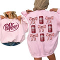 Dr Pepper Coquette Bow Pink Hoodie, Retro Soda Dr Pepper Hooded, 2 Sided Casual Classic Cotton Crewneck Graphic Shirt...
