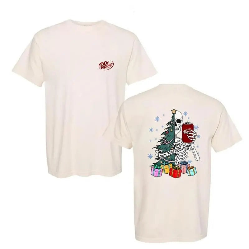 Dr Pepper Skeleton Christmas Trees and Gifts T-shirt 2 sides, Multiple Fashion Choices, Available Colors & Sizes S to 4XL...