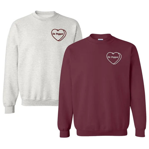 'Dr. Pepper Candy Heart' Crewneck Sweatshirt T-Shirts, Hoodie | RetroVerseTees.com