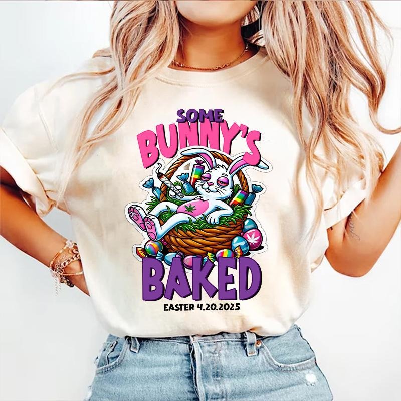Easter Bunny Weed Smoking Rabbit Cannabis 420 Day Shirt, Some Bunny's Baked Easter, Christian Tee Bible Jesus Lover Gift...