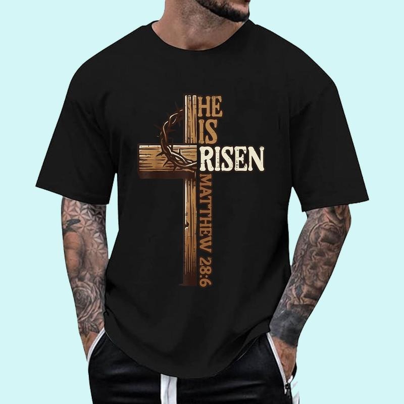 Easter Cross He Is Risen Jesus Christian Men Women T-Shirt | Tee For Men and Women, Unisex Cotton Hoodie, Sweatshirt