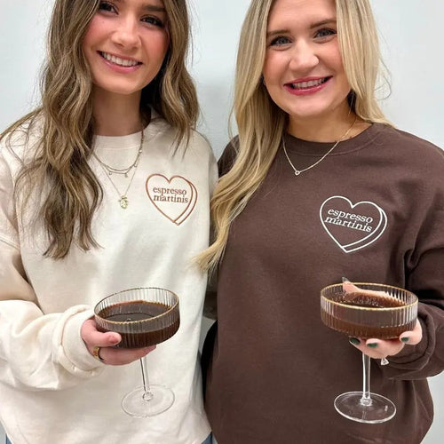 'Espresso Martini Candy Heart' Crewneck Sweatshirt T-Shirts, Hoodie | RetroVerseTees.com