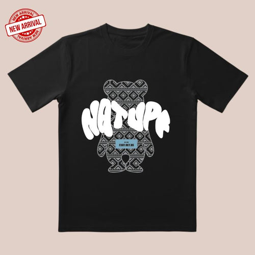 'Black Bear Totem' Tee |   Geometric White Text |   Trendy All-Day Style for Streetwear/Date/Everyday Hoodie, Sweatshirt