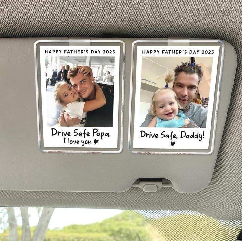 FREE PHOTO Custom Dad Photo Visor Clip, Father's Day Gift for Dad, New Dad Gift, Drive Safe Visor Clip, Dad Picture...