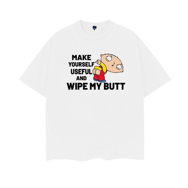 Family Guy "WIPE MY BUTT" Vintage Oversized Tee Anime T-shirt 100% Cotton Original Design DTG Printing Overshirt Crew...