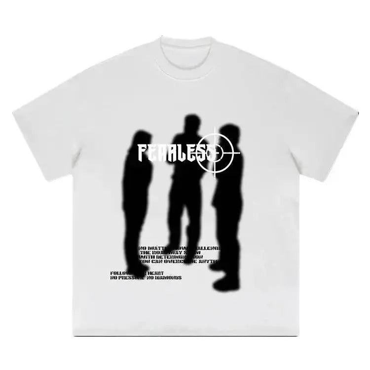 Fearless Blurred Street Portrait Graphic Print Cotton T-Shirt Hoodie, Sweatshirt | RetroVerseTees.com