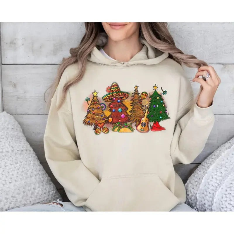 Feliz Navidad Sweatshirt, Gift For Christmas, Spanish Merry Christmas Shirt, Mexican Hoodie, Santa Hat Sombrero, Unisex...