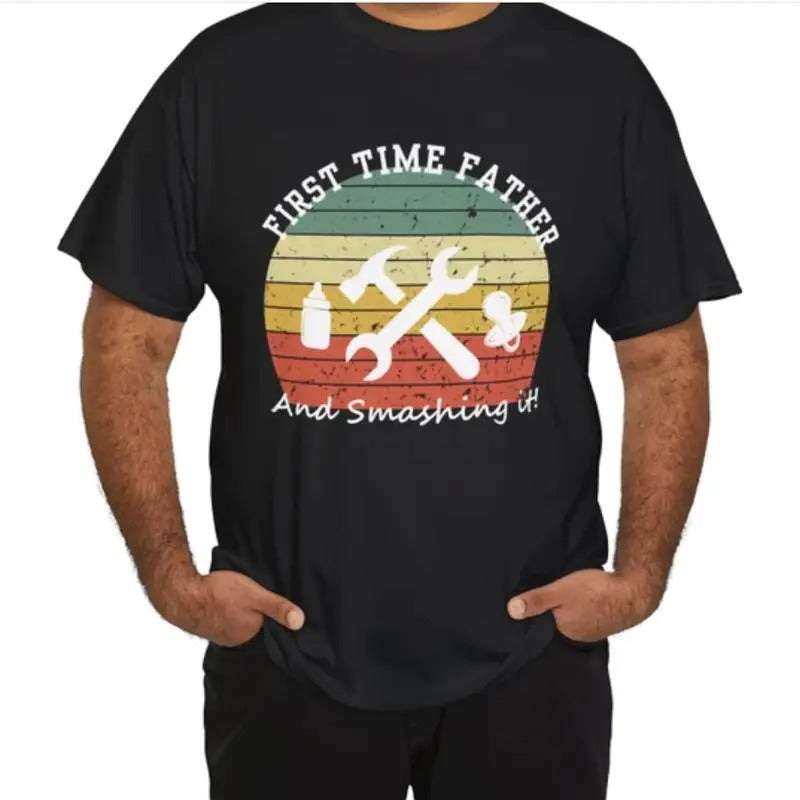 First Fathers day gift, gift for dad, new dad gift, fathers day tshirt, First fathers day, retro tshirt, daddy gift, gift...