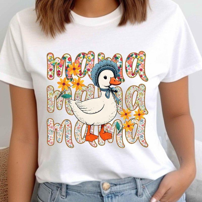 Floral Mama Goose Shirt, Floral Goose Mama Shirt, Boho Floral Mama Shirt,  Vintage Mama Shirt,Mama goose Shirt,Mothers...