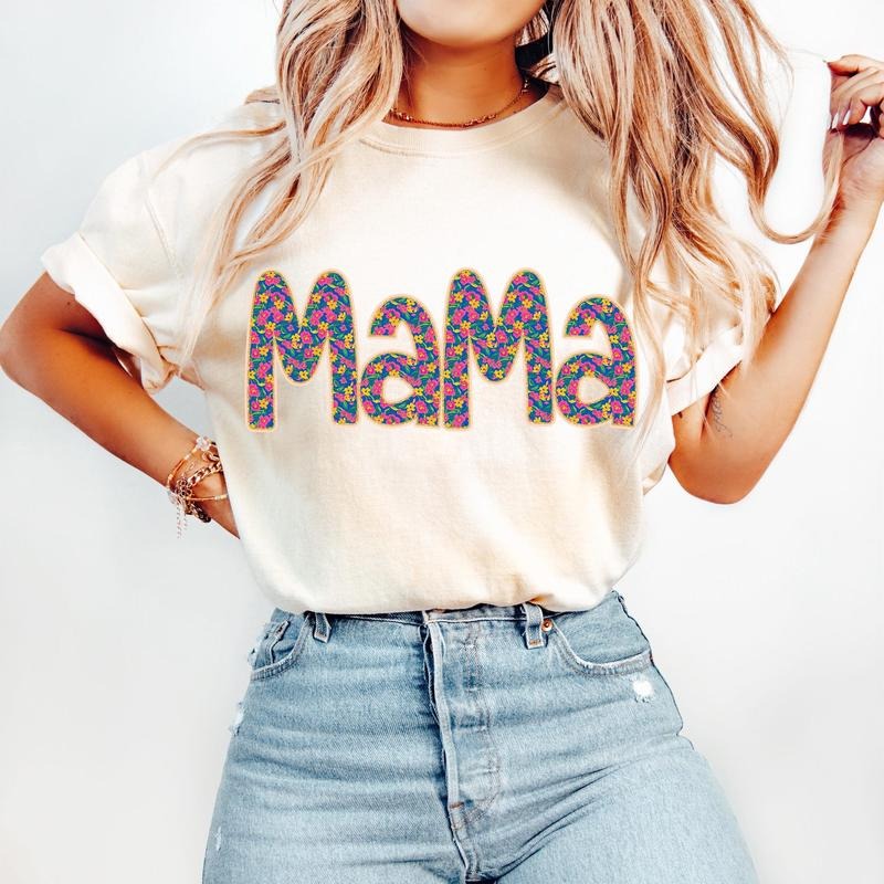 Floral Mama T-Shirt, Retro Mama T-Shirt, Preppy Mama T-Shirt, Mothers Day T-Shirt, Mama Varsity T-Shirt, Spring Floral...