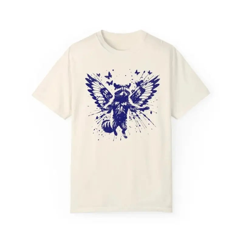Flying Raccoon With Butterfly Wings Banksy Style Vintage Retro T Shirt, 90s Shirt, Funny Tee, Butterfly Shirt, Y2K Gift,...