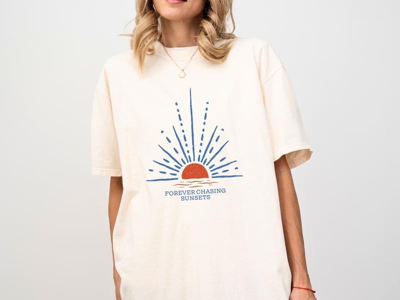 Forever Chasing Sunsets Graphic Tee Sunset Shirt Summer Shirt Beach Shirt Retro Sunset Sweatshirt Womens Shirts For...