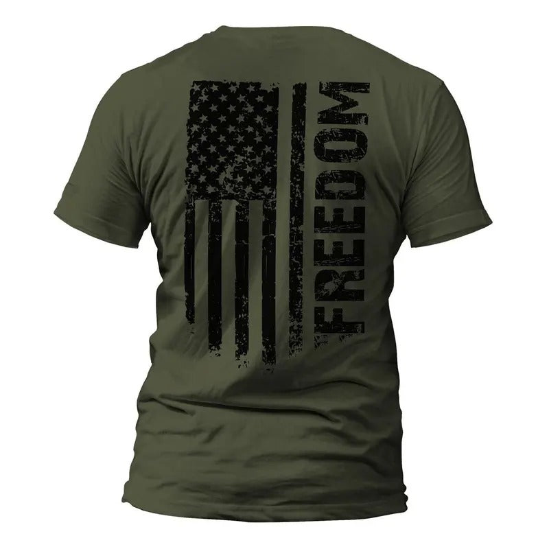 Freedom USA Distressed Flag Back Print T-Shirt Casual Crewneck Hoodie, Sweatshirt | RetroVerseTees.com