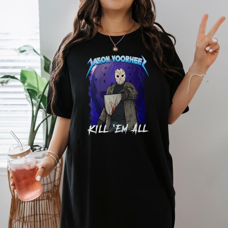 Friday the 13th Movie Shirt Jason Voorhees Kill Em All Shirt Scary Spooky Season Shirt Horror Halloween Shirt Hoodie,...