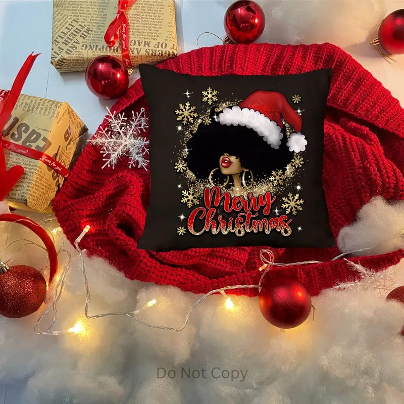 Merry Christmas Girl w/ Fro DTF Transfer ONLY - This is NOT a T Shirt Hoodie, Sweatshirt | RetroVerseTees.com
