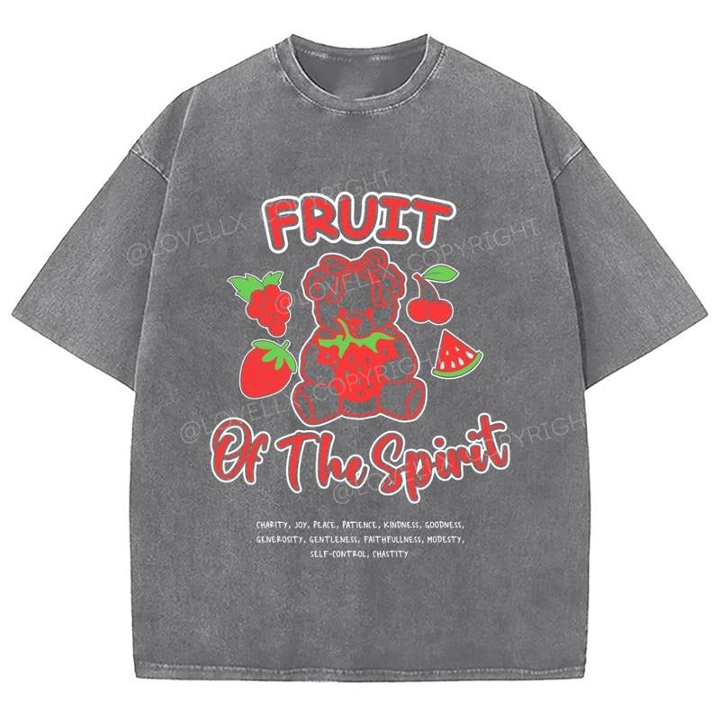 Fruit Of The Spirit Unisex Washed T-Shirt, Christian Jesus  t shirts, Vintage 90s Graphic Tee Gift Cotton Top, Mineral...
