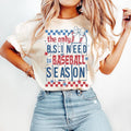 Funny Baseball T-Shirt, Only BS I Need is Baseball Season, Game Day T-Shirt, Checkered Baseball T-Shirt, Retro Baseball...