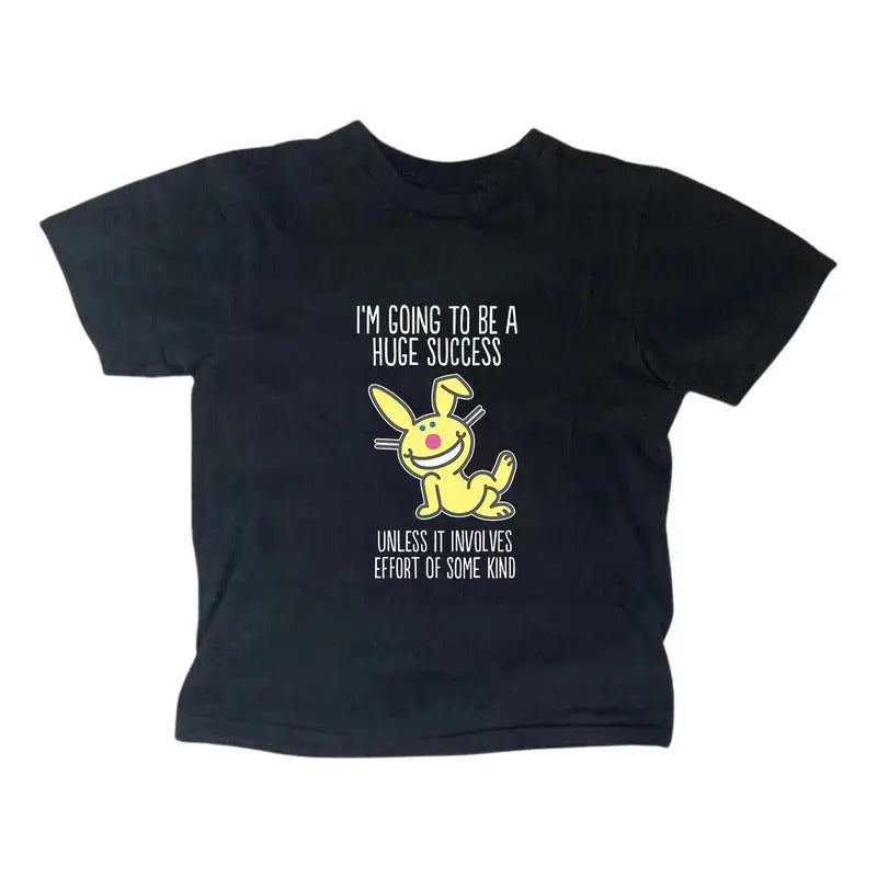 Funny Happy Bunny Baby Tee, Y2k Top Women Streetwear, Gothic Emo Girl Top, Scene Clothing 2000s, Casual Cotton Short...