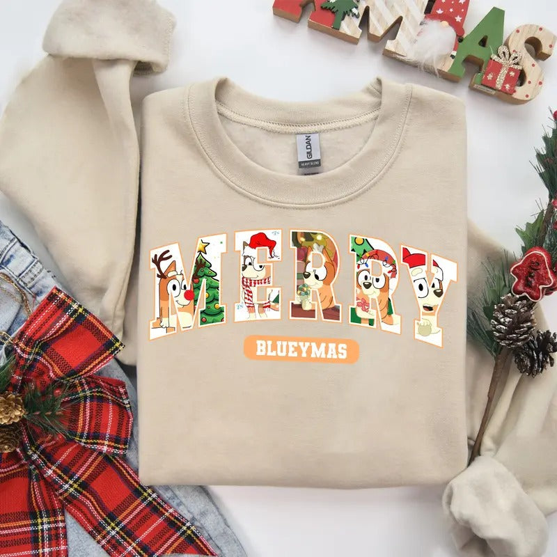 Funny Merrymas Sweatshirt Cute Cartoon, Unisex Retro Xmas Tee For Man,Women - Cotton, Fabric Hoodie | RetroVerseTees.com