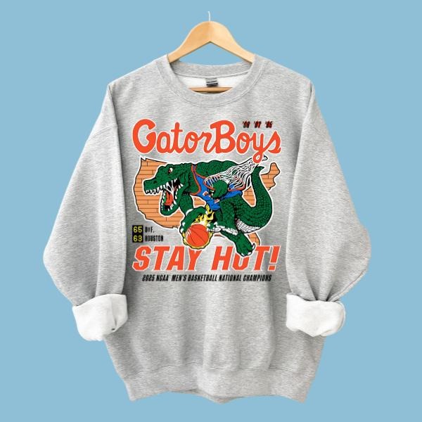 Gator Boys Stay Hot Sweatshirt, Florida Gators 2025 NCAA Basketball Champions Shirt, Vintage Sports Graphic Crewneck,...