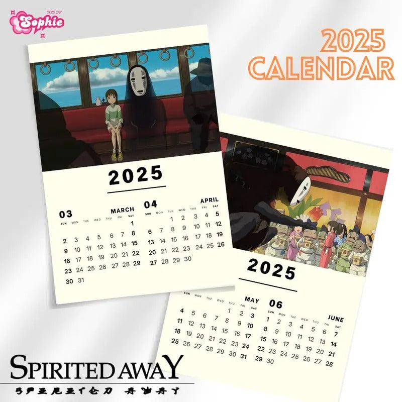 Ghibli 2025 Wall Calendar featuring Ponyo, Spirited Away, Arrietty, and more, Anime Calendar, Movie Calendar, Pop Culture...