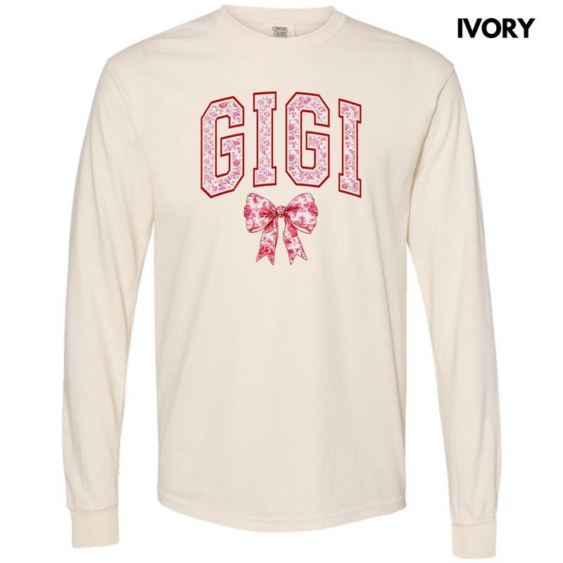 Gigi Red Ginger Jar Florals Long Sleeve Comfort Colors T-Shirt 'NLB' Hoodie, Sweatshirt | RetroVerseTees.com