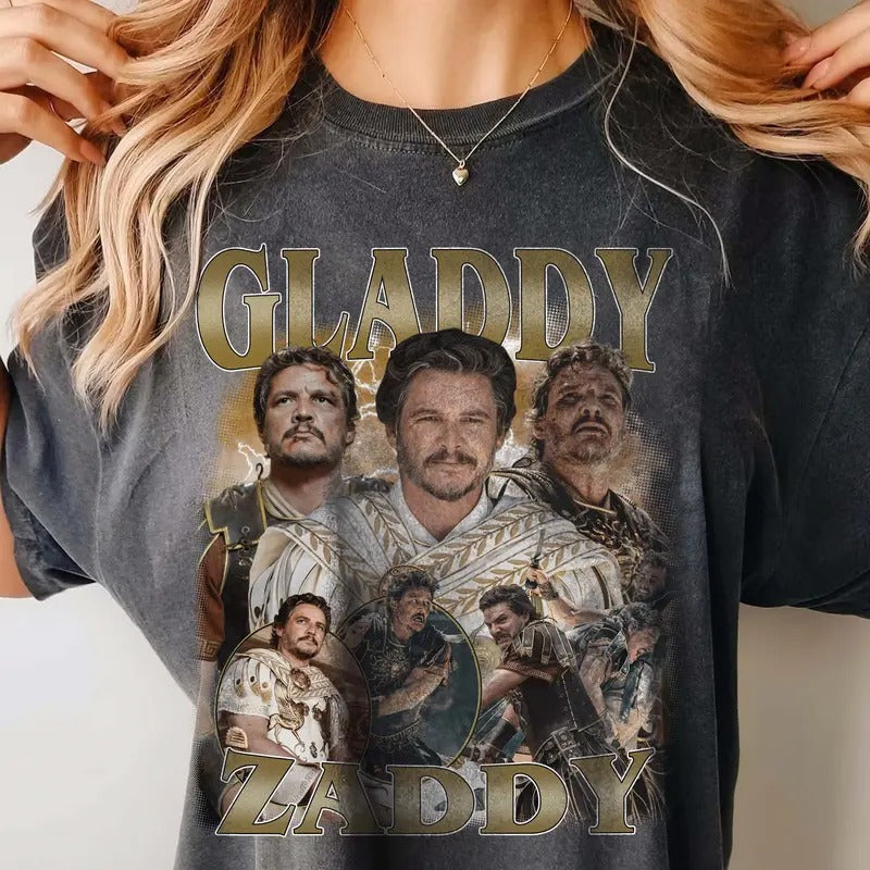 Gladdy Zaddy Pedro Pascal Gladiator 2 Comfort Colors Unisex T-shirt For Men- For Women, Y2K 90s Retro Movie Bootleg...