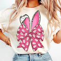 Glitter Easter Bunny Coquette T-Shirt, Easter Day T-Shirt, Girls Easter T-Shirt, Bunny Ears, Jesus Easter T-Shirt,...