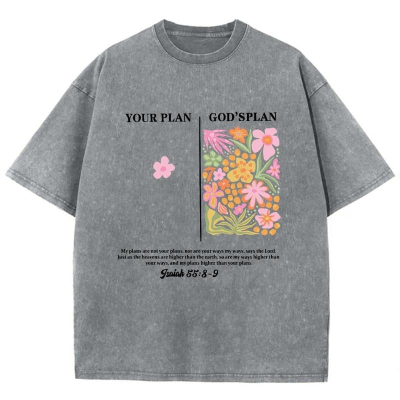 God's Plan Unisex Washed T-Shirt, Christian Jesus  t shirts, Vintage 90s Graphic Tee Gift Cotton Top, Mineral color...