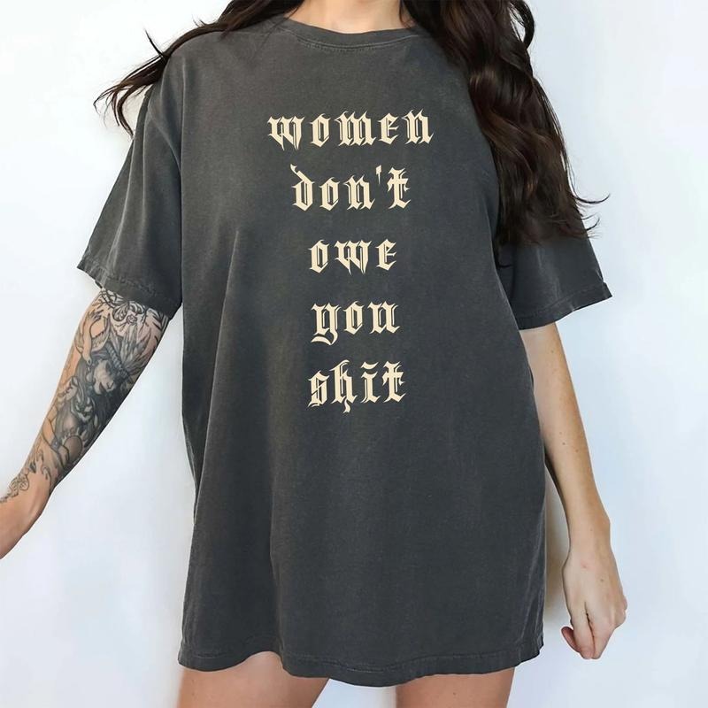Gothic Women Don't Owe You Comfort Colors Shirt, Vintage Feminist T-shirt, Women's Rights Tee, Retro Pro Choice Women...