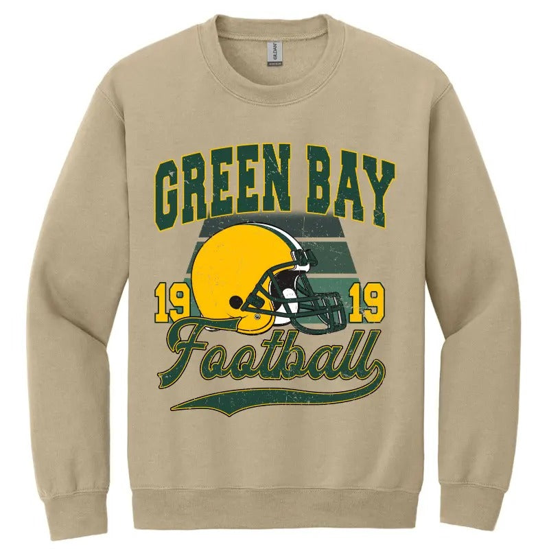 Green Bay Full Color Vintage Football Sweatshirt - Classic Green Bay Sports Fan Apparel - Perfect for Game Day,...