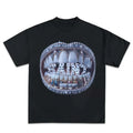 Grillz Dinamond T Shirt Y2K Short Sleeve Tops Harajuku Hip Hop Retro Teeth Graphic Print Hoodie, Sweatshirt