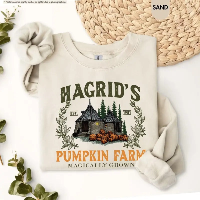 Hagrid's Pumpkin Farm Sweatshirt, Fall Pumpkin Sweater, Potter Book Sweatshirt, Pumpkin Season, Potterhead Fan Gift...