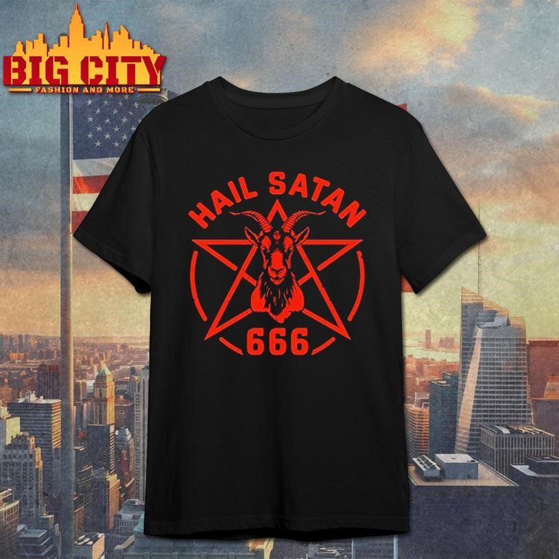 Hail Satan Goat Head Pentagram 666 Shirt Dark Occult Aesthetic Shirt
