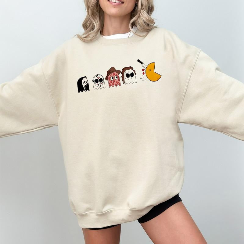 Halloween Friends Shirt, Horror Movie Characters Sweater, Cute Horror Movies Crewneck, Vintage 90s Halloween Movies...