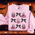 Halloween Horror Sweatshirt, Halloween Coquette Bow Sweatshirts, Horror Character Sweatshirt Halloween Character Shirt,...
