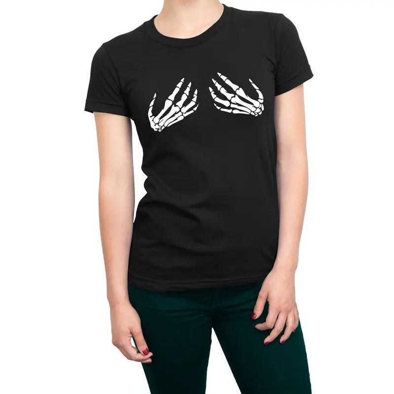 Halloween Skeleton Hands Women's T-Shirt Casual Comfort Hoodie, Sweatshirt | RetroVerseTees.com