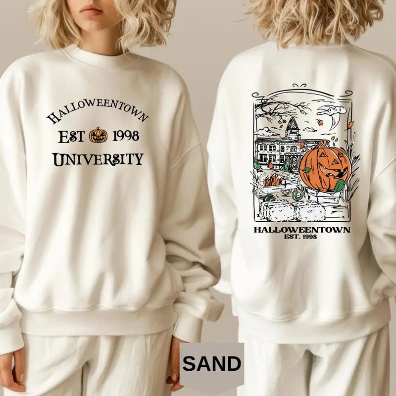 Halloweentown Est 1998 Back and Front Sweatshirt, Retro Halloween Town Hoodie, Halloweentown University Halloween Fall...