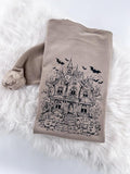 Haunted House Halloween Bats Front and Back Print Sweatshirt or Hoodie Comfy Sublimation Womenswear Tops T-Shirts