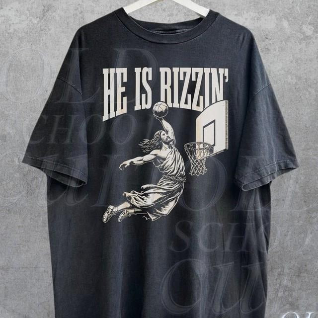 He Is Rizzin' Vintage 90s Shirt, Funny Jesus Shirt, Humor Easter Shirt, Christian Easter Shirt, Easter Gift, Jesus...