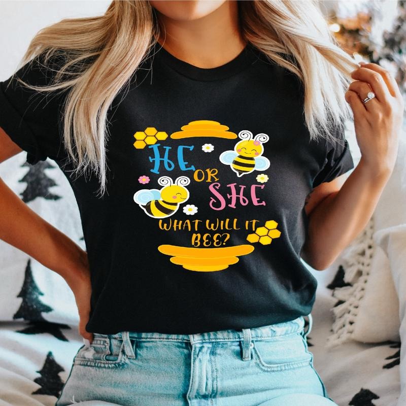 He Or She What Will It Bee T-Shirt, Matching Gender Reveal Party Tee, Baby announcement Shirt Hoodie, Sweatshirt