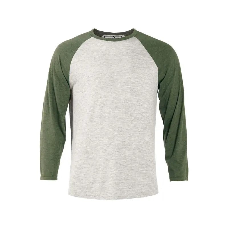 Heather Raglan T-Shirt - Oatmeal & Moss Hoodie, Sweatshirt | RetroVerseTees.com