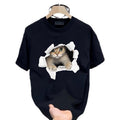 Heavy cotton short-sleeved T-shirt casual trend men and women summer ins white round neck top trendy versatile men's...